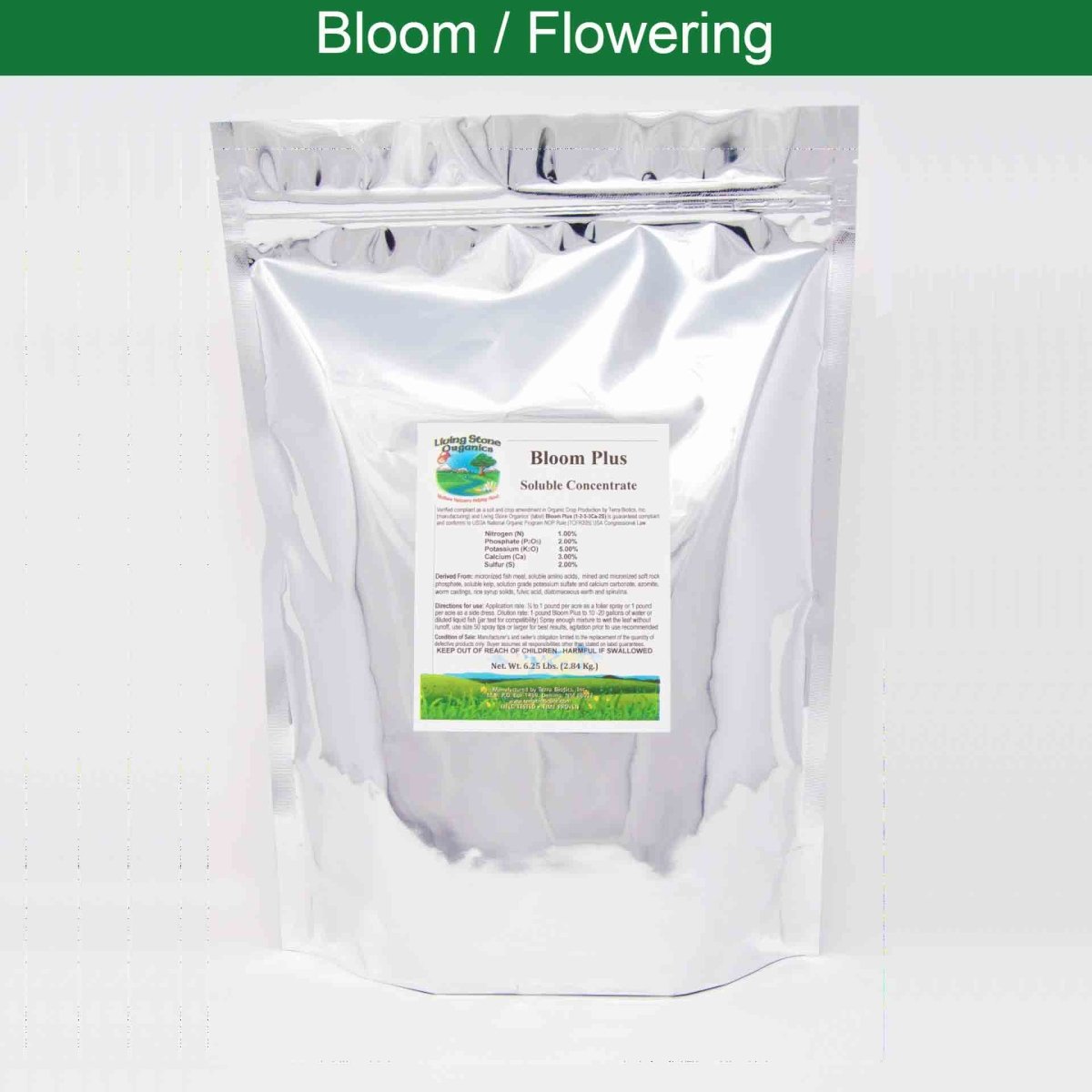 Bloom Plus (1-2-5-3Ca-2S) Fertilizer for Optimal Plant Health - Terra Biotics